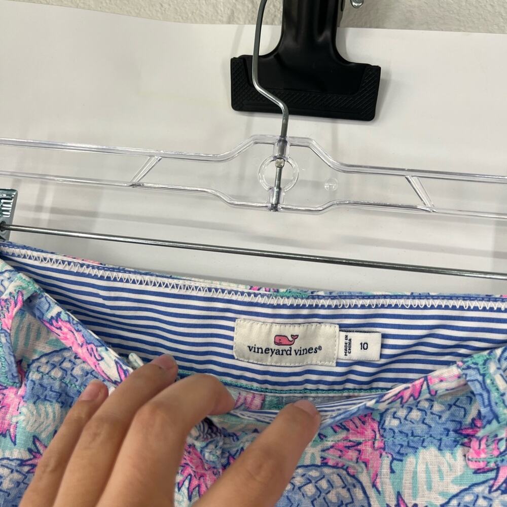Vineyard Vines High Rise Pineapple Printed Cropped Pants Linen Blend - Picture 4 of 8